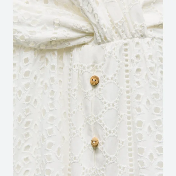ZARA Openwork Embroidered Eyelet Midi Dress NWT 3017/653 - Picture 4 of 9